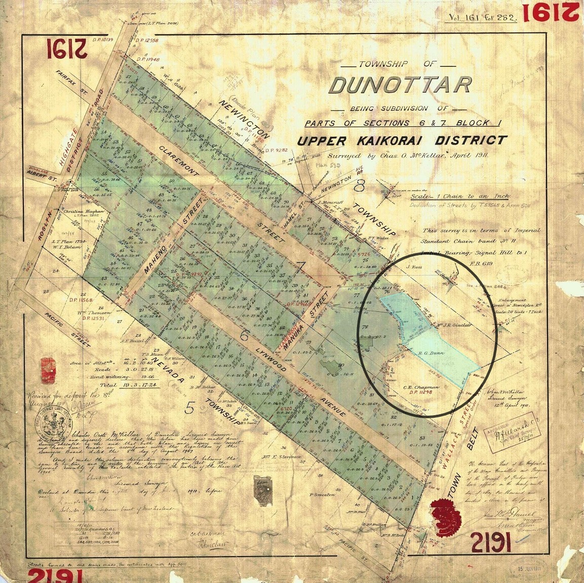 The original 1911 Dunottar subdivision, Māori, Dunedin, New Zealand